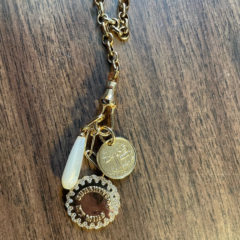 Serefina Anthropologie Charm
Necklace Gold Tone Pressed Coin